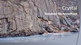  Presentation with winter river - Presentation theme with canyon-of-mountain-river background and a gray colored foreground