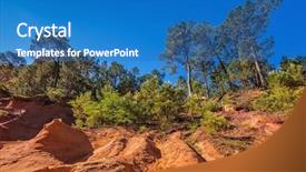  Presentation with orange colored - Audience pleasing slide set consisting of canyon of production of ochre backdrop and a teal colored foreground