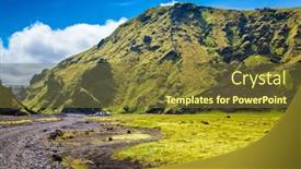  Presentation with green hills - PPT layouts featuring canyon pakgil in iceland picturesque basalt hills overgrown green grass and polar moss on a bottom of a canyon many streams flow background and a tawny brown colored foreground