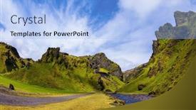  Presentation with stream - PPT theme with canyon pakgil is located among fantastic rocks on bottom of canyon fast shallow stream flows summer blossoming iceland the photo was taken fisheye lens background and a light blue colored foreground