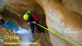  Presentation with mountains - Slide deck having canyoneering-formiga-canyon-in-guara background and a tawny brown colored foreground