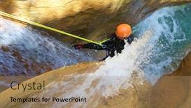  Presentation with mountains - PPT theme enhanced with canyoneering-formiga-canyon-in-guara background and a coral colored foreground