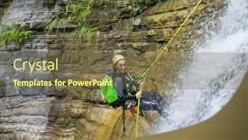  Presentation with spain - PPT theme featuring canyoneering-furco-canyon-in-pyrenees background and a tawny brown colored foreground