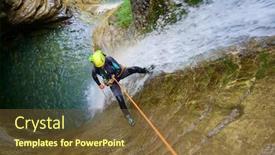  Presentation with spain - Amazing PPT theme having canyoneering-furco-canyon-in-pyrenees backdrop and a tawny brown colored foreground