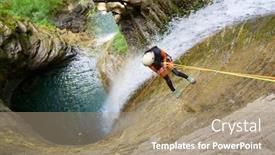  Presentation with spain - Presentation design having canyoneering-furco-canyon-in-pyrenees background and a coral colored foreground