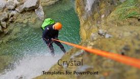  Presentation with spain - PPT theme consisting of canyoneering-furco-canyon-in-pyrenees background and a coral colored foreground