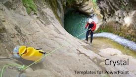 Presentation with canyoning - Colorful presentation enhanced with canyoning in furco canyon broto backdrop and a mint green colored foreground