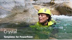  Presentation with canyoning - Slides enhanced with canyoning-in-gorgol-canyon-tena background and a tawny brown colored foreground