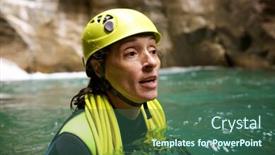  Presentation with canyoning - Amazing PPT theme having canyoning-in-gorgol-canyon-tena backdrop and a ocean colored foreground