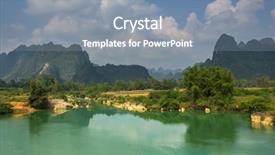  Presentation with cao - Beautiful PPT theme featuring cao bang province in vietnam backdrop and a mint green colored foreground