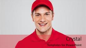  Presentation with wind energy close up portrait - Theme having cap - close up courier front portrait background and a red colored foreground