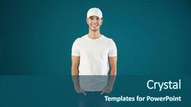  Presentation with color - Colorful PPT theme enhanced with cap - young man in stylish t-shirt backdrop and a ocean colored foreground