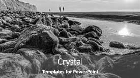  Presentation with sunset beach - Colorful presentation design enhanced with cap-blanc-nez-opale-coast backdrop and a dark gray colored foreground