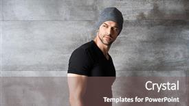  Presentation with concrete - Slide deck enhanced with young man in cap leaning background and a tawny brown colored foreground