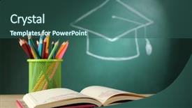  Presentation with crayons - PPT theme enhanced with cap of crayons with open background and a ocean colored foreground