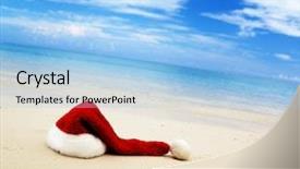  Presentation with caribbean christmas - Colorful presentation enhanced with cap of santa and caribbean backdrop and a light blue colored foreground