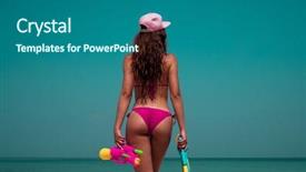  Presentation with pink sky - Colorful slide deck enhanced with cap standing with water gun backdrop and a ocean colored foreground