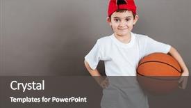  Presentation with basketball - Colorful presentation theme enhanced with cap with orange basketball backdrop and a dark gray colored foreground