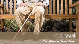  Presentation with blind - PPT layouts consisting of capabilities - blind man sitting background and a coral colored foreground