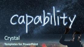  Presentation with woman business - Slides enhanced with capabilities - concept of capability silhouette asian background and a ocean colored foreground