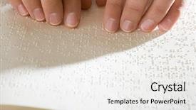  Presentation with reading - Theme having capabilities - one woman reading braille background and a white colored foreground