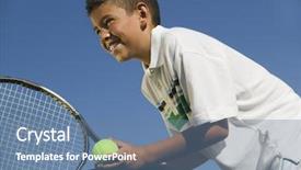  Presentation with tennis - Presentation design featuring capabilities - young tennis player preparing background and a seafoam green colored foreground