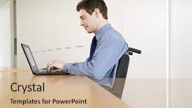  Presentation with employee anniversary work office - Beautiful slides featuring capability maturity - disabled male office worker backdrop and a  colored foreground