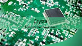  Presentation with circuit - Slide deck consisting of capacitor - chip close up background and a teal colored foreground