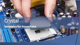  Presentation with circuit board - Theme consisting of capacitor - electronic circuit board processor installation background and a ocean colored foreground