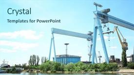  Presentation with capacity building - Slides having capacity building - different cranes in river port background and a cool aqua colored foreground