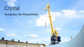  Presentation with capacity building - Colorful slide deck enhanced with capacity building - hoisting crane and warehouses backdrop and a light blue colored foreground