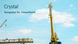  Presentation with capacity building - PPT theme featuring capacity building - hoisting cranes in dockyard background and a light blue colored foreground