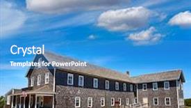  Presentation with cape cod - Colorful presentation theme enhanced with cape cod truro house museum in massachusetts usa backdrop and a teal colored foreground