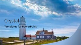 Presentation with cape cod - Colorful slide set enhanced with cape cod truro lighthouse in massachusetts usa backdrop and a light blue colored foreground