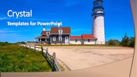  Presentation with cape cod - Beautiful slide set featuring cape cod truro lighthouse in massachusetts usa backdrop and a cobalt blue colored foreground