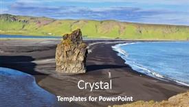  Presentation with volcanic rock - Amazing PPT theme having cape dirkholaey in the south of iceland on beach with black volcanic sand there is huge rock in the form of palm backdrop and a violet colored foreground