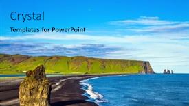  Presentation with volcanic rock - Cool new PPT layouts with cape-dyrholaey-the-southern-edge backdrop and a cyan colored foreground