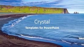  Presentation with southern beach grass - PPT theme featuring cape-dyrholaey-travel background and a teal colored foreground