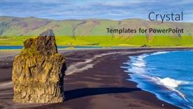  Presentation with volcanic rock - PPT layouts with cape-dyrholaey-travel background and a light blue colored foreground
