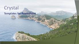  Presentation with island - Presentation theme featuring cape-formentor-in-mallorca-island and a sky blue colored foreground