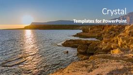 Presentation with sunset - PPT theme enhanced with cape-greco-on-cyprus background and a teal colored foreground