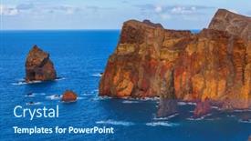  Presentation with nature - Presentation theme enhanced with cape-ponta-de-sao-lourenco background and a ocean colored foreground