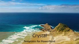  Presentation with pacific - Theme with cape reinga north edge of new zealand indian and pacific oceans meets here background and a yellow colored foreground