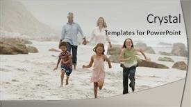  Presentation with children running - Amazing presentation design having cape town - cheerful children running on beach backdrop and a light gray colored foreground