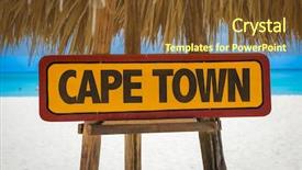  Presentation with cape town - Audience pleasing PPT layouts consisting of cape town sign with beach backdrop and a tawny brown colored foreground