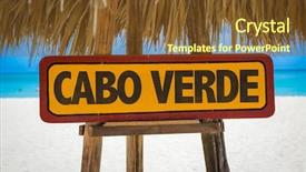  Presentation with beach - Theme having cape verde in portuguese sign with beach background background and a tawny brown colored foreground