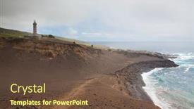  Presentation with volcano - Slides consisting of capelinhos-volcano-on-faial-island background and a tawny brown colored foreground
