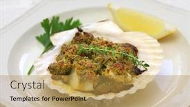  Presentation with italian cuisine - Slide deck featuring capesante gratinate baked scallop gratin italian cuisine background and a yellow colored foreground