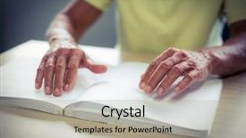  Presentation with blind - Cool new slides with capibility developement - senior blind man reading backdrop and a light gray colored foreground