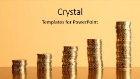  Presentation with gold coins and jewelry - Presentation theme featuring capital budget - towers of gold coins background and a light gray colored foreground